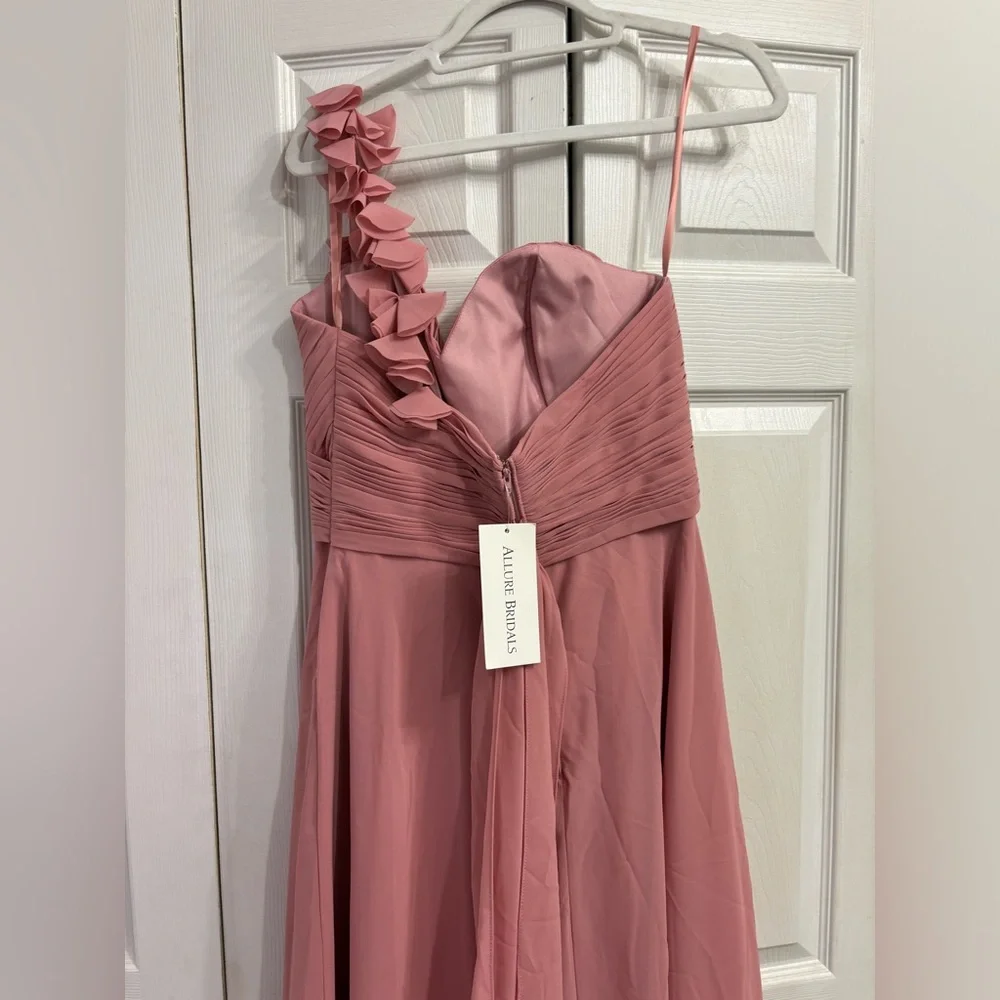 Allure Bridals Pink One Shoulder Gown for Weddings - Picture 3 of 5